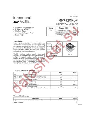 IRF7420TRPBF datasheet  